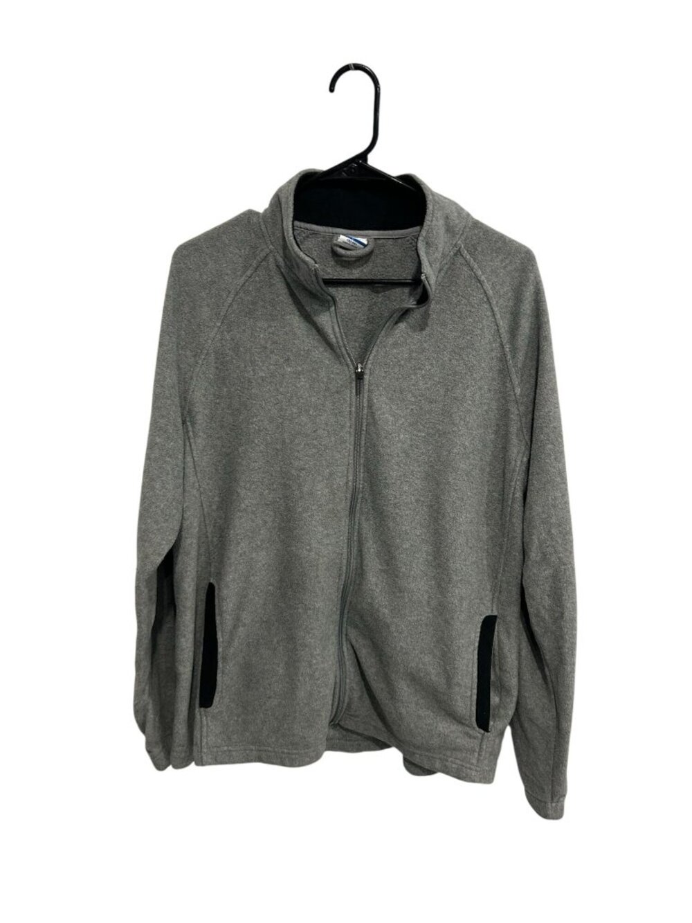 Starter Large 42-44 Mens Gray Full Zip Fleece Jacket Black Trim Cozy Techwear